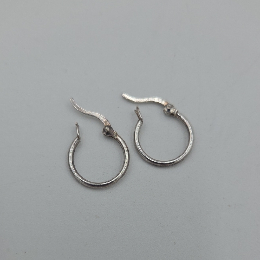 Small Sterling Silver Hoop Earrings - Picture 2 of 2